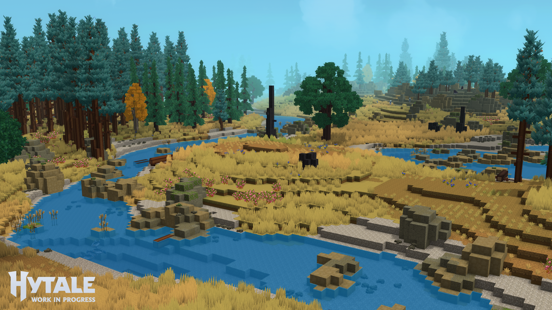 Biome de râu axate pe taiga în Whisperfrost Frontier.